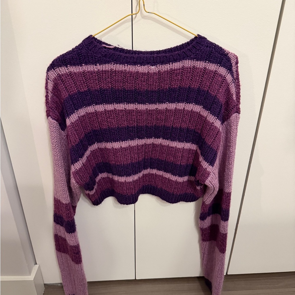 Garage striped Purple and Cropped Sweater